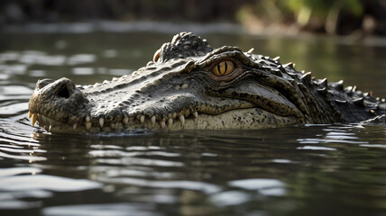 Fototapeta premium Close-up of a Crocodile in Natural Habitat