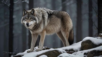 Majestic Wolf in the Wilderness