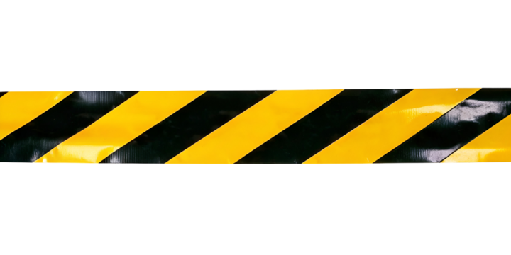  black and yellow caution tape isolated on transparent background