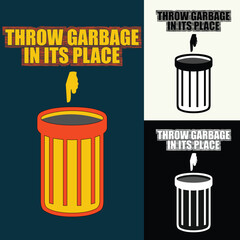 Throw Garbage in Its Place Environmental Awareness Graphic for Public Spaces