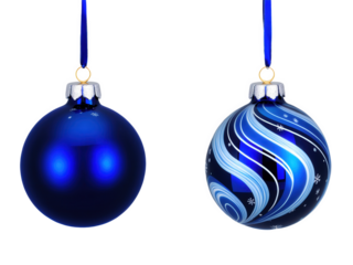 Dazzling glass Christmas decoration, royal blue and indigo swirl design, product hero image