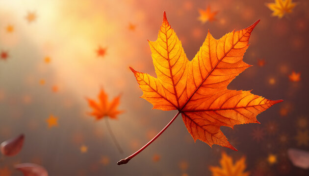 Celebrating Canada Day with vibrant autumn leaves drifting in golden light