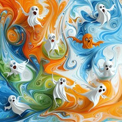 Fototapeta premium Ghosts in Swirling Colors.