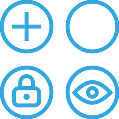 Symbols Representing Common Actions in User Interfaces, Illustrating Accessibility Features for Enhancing Digital Interaction