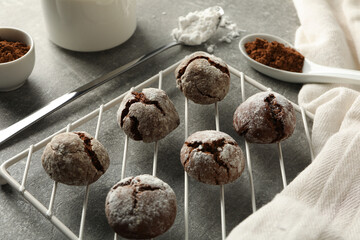 Delicious crinkle cookies on a baking sheet.