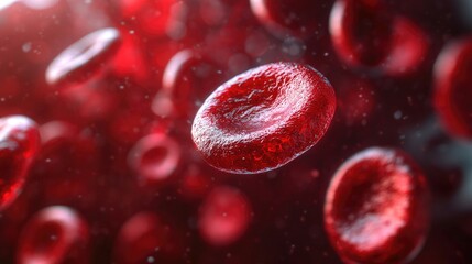 Dynamic 3D Rendering of Red Blood Cells Floating Through a Blood Vessel, Highlighting the Natural Beauty of Human Biology and Hematology, Ideal for Medical and Health Content