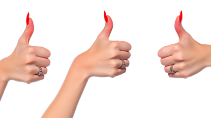 Womens Hands Giving Thumbs up on a Transparent Background Generative AI
