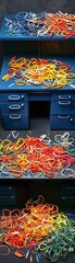 Colorful Rubber Bands on a Desk.