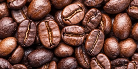 Naklejka premium Roasted Coffee Beans Close Up