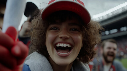 Fototapeta premium Excited fan cheering at a sports event