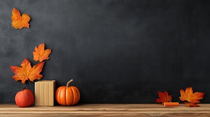 chalk board empty space copy space autumn school background concept mock up