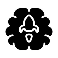 Rocket Launching a Brain Solid Icon