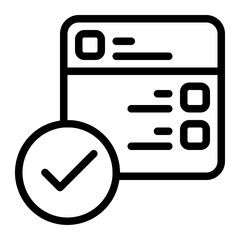 Web Page with Check Mark Line Icon
