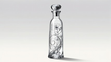 a bottle of perfume with a design on the top.