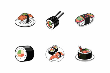 Japanese food with sushi set