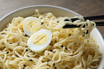 Concept of tasty fast food - instant noodles