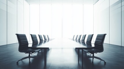 The meeting room is designed to be suitable and convenient for working in the office. There are tables and chairs in a wide area without people.