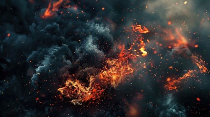 Fiery Inferno: Abstract Smoke and Flames Texture