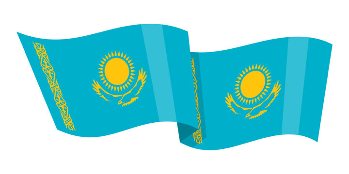 recommend clip art: Vector illustration of wavy Kazakhstan flag on transparent background