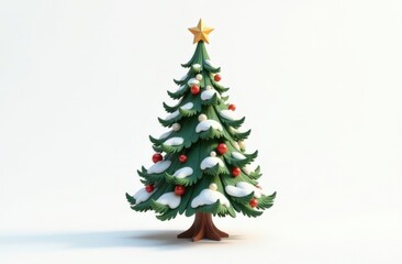 3d illustration: green festive christmas tree on white background