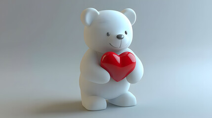 Cute teddy bear holding a red heart