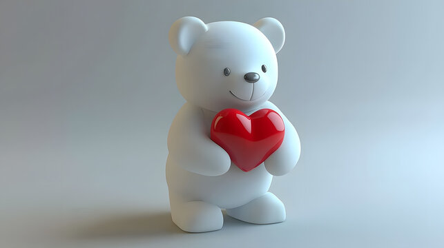 Cute teddy bear holding a red heart