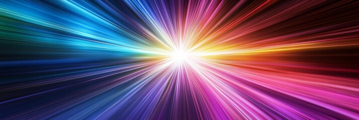 Obraz premium Colorful light streaks converging in a hand-edited hyperspace warp background at light speed