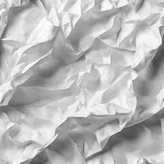 Obraz premium A highly detailed texture of crumpled white paper, showcasing complex folds and shadow patterns. Ideal for use in backgrounds, texture overlays, or conceptual design projects.