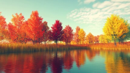 The picture of the forest, trees, and leaves with beautiful colors in spring is a perfect nature that gives a feeling of relaxation and freshness.