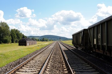 Obraz premium Energy Divergence at Border Checkpoint: Clean Energy vs. Coal Transport under Carbon Border Adjustment Mechanism