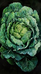 Obraz premium Vibrant Green Cabbage - Close-Up Still Life Photography