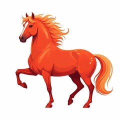Fototapeta premium A chestnut horse is moving forward. White background.