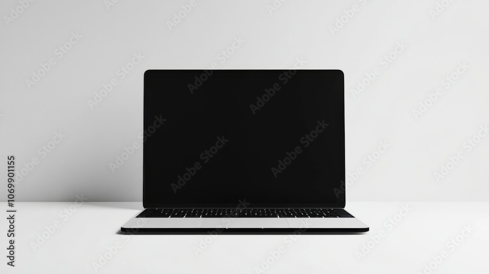 Poster image of a computer on a desk in a minimalist office to convey the concept of working and using tech