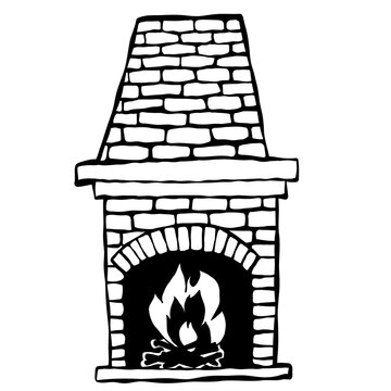 recommend clip art: Line art fireplace