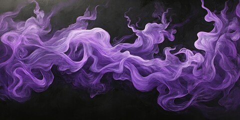 Fototapeta premium A striking abstract representation of purple flames intertwined with smoke set against a dark backdrop creates a compelling and powerful visual impact.