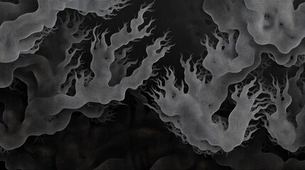 Obraz premium Intricate black lines create a coral-like texture, presenting unique designs and shapes in an artistic backdrop, perfect for artistic themes with ample copy space.