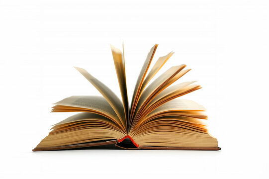 Open book with turning pages, isolated on a white background. - Powered by Adobe