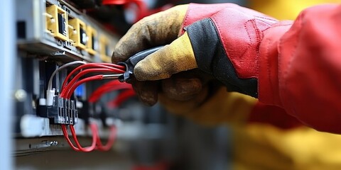 Electrician Cutting Wires with Pliers in Action