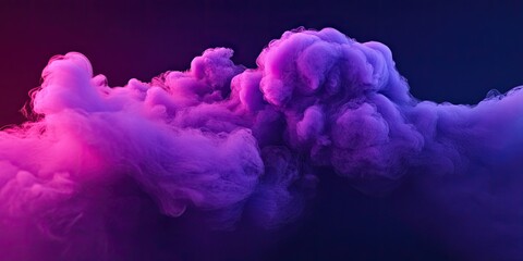 Fototapeta premium Isolated against a dark backdrop, vivid purple smoke in a three dimensional abstract form creates a striking visual impact, showcasing its vibrant and dynamic qualities.
