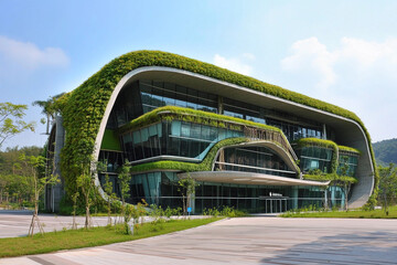 Fototapeta premium Modern green architecture featuring nature-integrated design