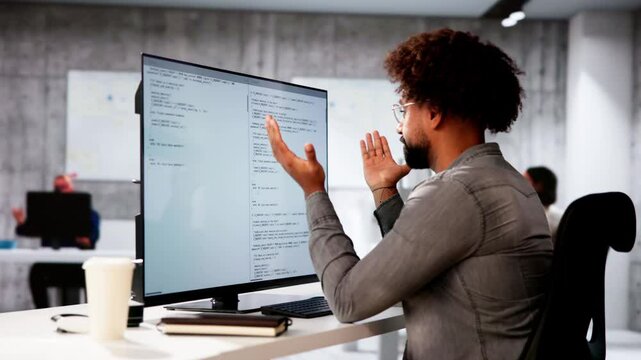 Unhappy Sad Developer Programmer Man In Stress Coding Software