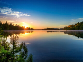 Obraz premium sunset over the lake