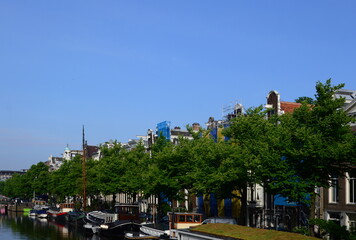 Typical Canal in the Old Town of Amsterdam, Netherlands