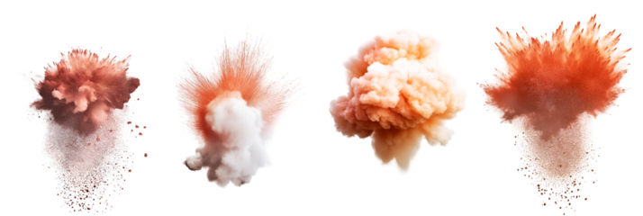 Flames and smoke Fiery explosion with smoke isolated on transparent background, PNG cut out.