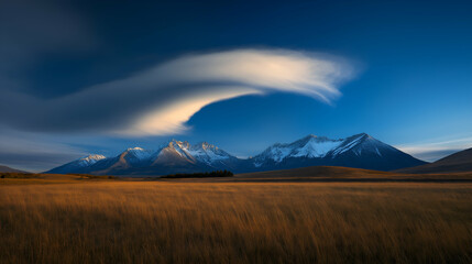 Fototapeta premium Majestic Mountain Landscape with Unique Cloud Formation