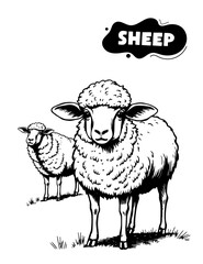 178 Sheep illustration model for coloring
