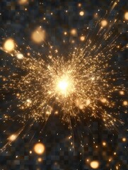 Obraz premium Golden firework, Happy new year concept, Design for overlay, montage, texture on transparent background