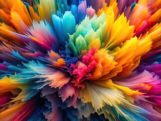 Obraz premium Colorful Abstract Explosion on Textured Paper - High Depth of Field, Vibrant Hues, Artistic Background, Creative Design, Textured Surface, Colorful Patterns, Fine Art Photography