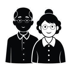  grandparents vector silhouette with white background