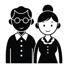  grandparents vector silhouette with white background